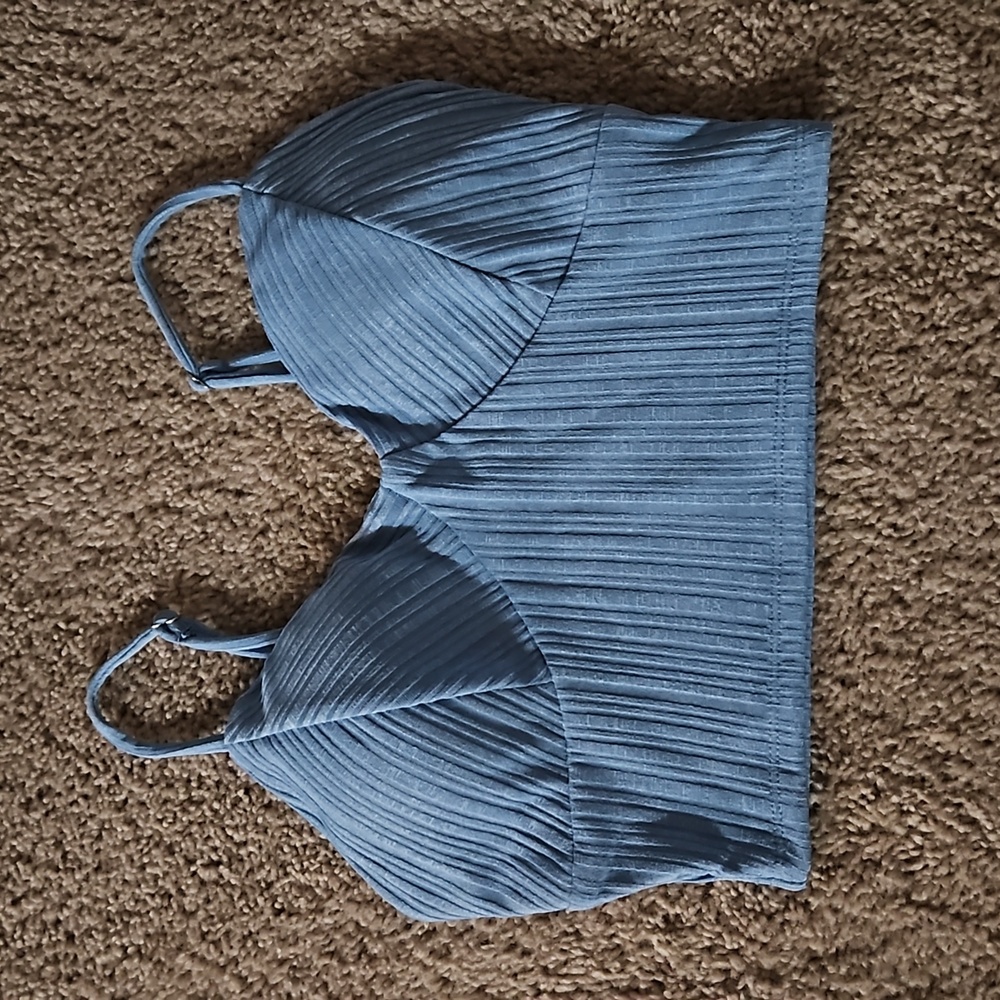 Light blue padded cropped tank top